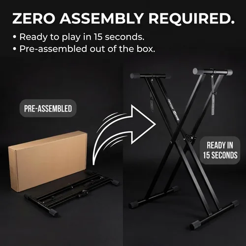 Miniatura 2 de RockJam Xfinity - Soporte para teclado de piano de alta resistencia, doble X, premontado, infinitamente ajustable con correas de bloqueo