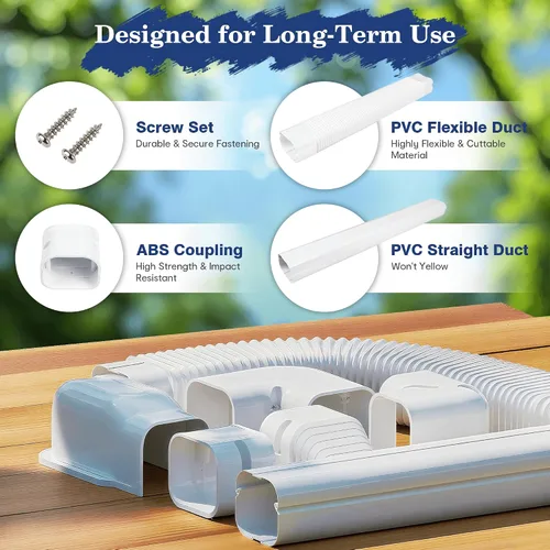 Miniatura 6 de LyPrem 3 m Kit de cubierta de línea de PVC para mini split y aire acondicionado central y bomba de calor (Blanco)