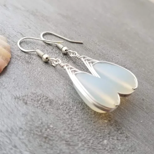 Miniatura 24 de Yinahawaii Handmade Sea Glass Earrings, Hawaiian Jewelry, Wire Braided Earrings Teardrop Earrings, Beach Jewelry Sea Glass Jewelry For Women Cobalt