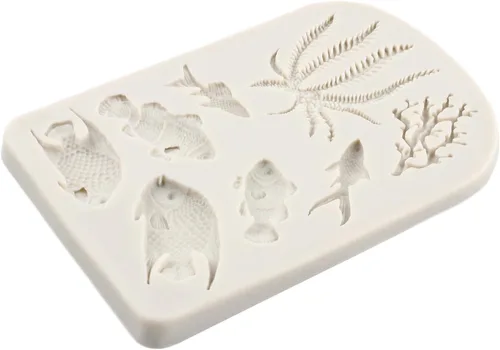 Miniatura 9 de Molde de silicona para fondant, diseño de algas marinas, pescado de mar, coral, para decoración de tartas, decoración de cupcakes, caramelo y goma
