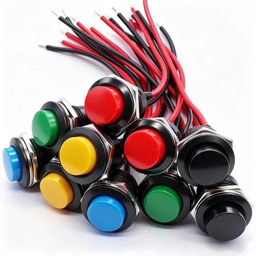 Miniatura 18 de Twidec /6 unids interruptor de botón momentáneo de 0.472 in agujero de montaje de 1/2 "encendido apagado mini redondo impermeable negro con cables