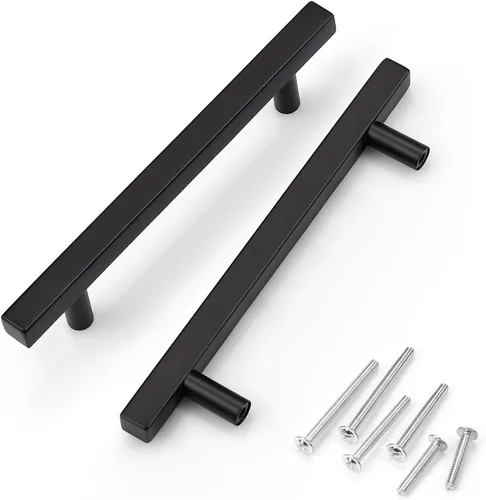 Miniatura 17 de KNOBWELL - Paquete de 5 tiradores modernos de acero inoxidable para puertas de armarios, cajones de cocina, baño, distancia entre agujeros 2.52 Negro