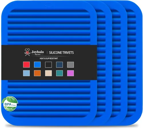 Miniatura 8 de Joyhalo Paquete de 4 salvamanteles de silicona para ollas y sartenes calientes, salvamanteles resistentes al calor de 480 ℉ para platos calientes