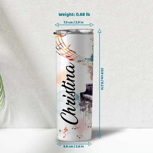 Miniatura 4 de Hyturtle Vaso delgado personalizado para pianista amante del piano, regalos de cumpleaños para amantes del piano, regalos de piano para hombres