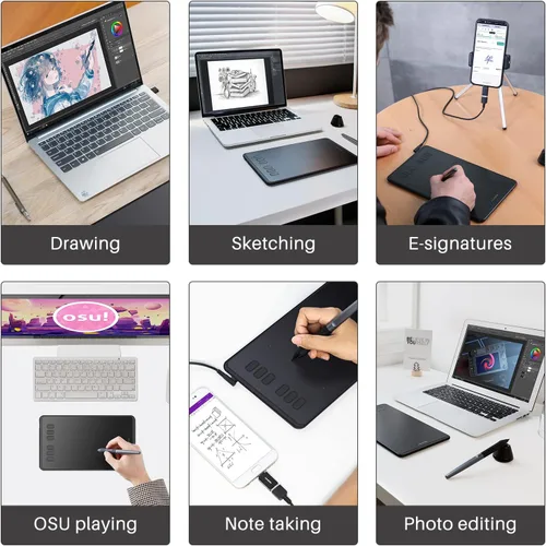 Miniatura 6 de HUION Tableta de dibujo Inspiroy H640P Bloc de gráficos digitales para OSU! con lápiz óptico sin batería 8192 niveles sensibilidad a la presión 6