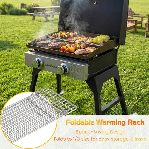 Miniatura 4 de Rejilla para parrilla Blackstone Rejilla de calentamiento Taco Perros Calientes Estante superior para Weber Pit Boss Nexgrill Mesa Plana BBQ Cocina