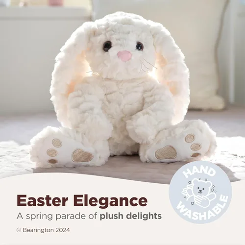 Miniatura 3 de Bearington Creamy The Easter Bunny - Juguete de conejo de peluche suave de 10 pulgadas con pelo esponjoso, adorable conejito de juguete con diseño