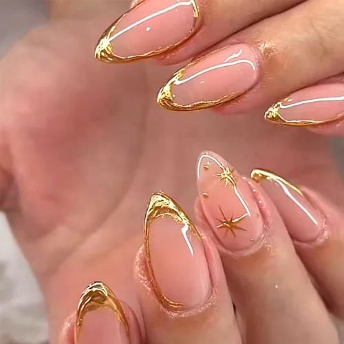Miniatura 31 de 24 uñas postizas a presión de punta francesa, uñas acrílicas medianas falsas/falsas con diamantes de imitación de flores, diseños de punta francesa