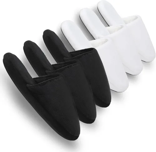 Miniatura 8 de 3 pares de pantuflas de spa de lujo, espuma viscoelástica de algodón, antideslizantes, puntera cerrada, lavables para hoteles, invitados, viajes