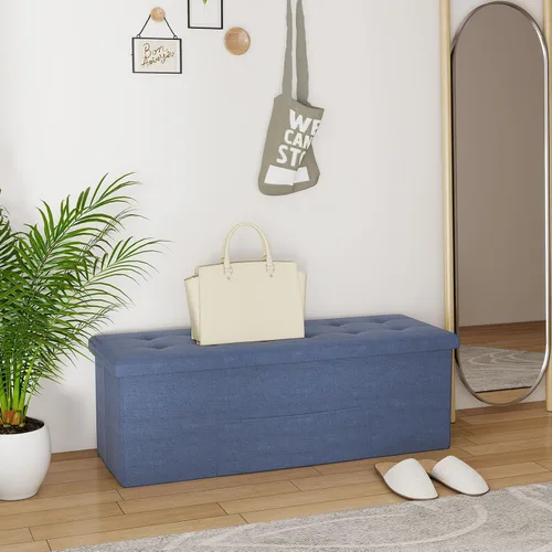 Miniatura 2 de Giantex Banco otomano de almacenamiento, 43 pulgadas de largo, plegable, con bolsillo lateral, divisor, banco acolchado para zapatos para sala