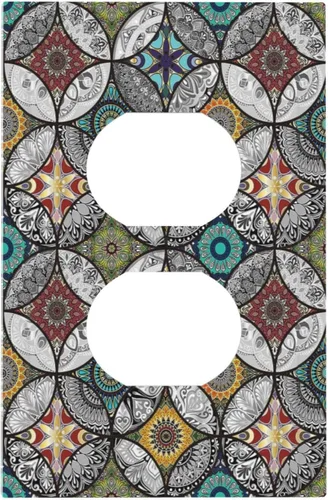 Miniatura 117 de Cubierta decorativa para interruptor de luz, diseño de pájaros y flores florales en blanco y negro, 2 bandas, cubierta decorativa para pared, placa