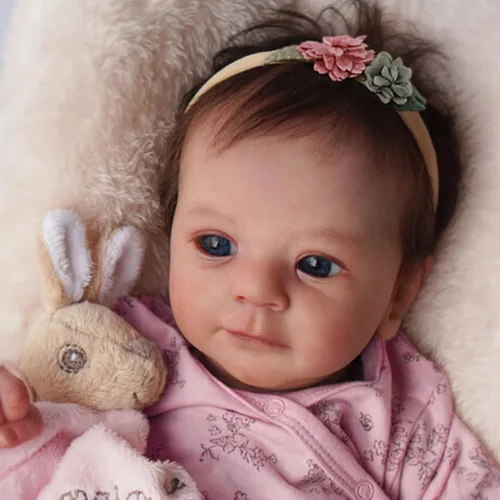 Miniatura 9 de SCOM Muñecas Reborn de bebé realista Niña - Felicia, Muñecas recién nacidas realistas de 17 pulgadas con cuerpo de tela suave ponderado, Muñecas Azul