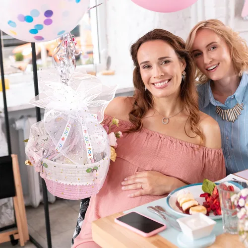 Miniatura 4 de Cesta de regalos para niña, regalos de baby shower para niñas, regalo para niñas recién nacidas, cesta de regalo para niña, regalos de revelación