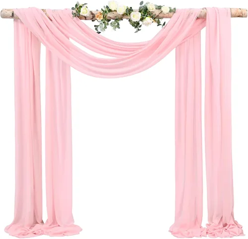 Miniatura 52 de Cortinas de arco de boda, 8 paneles de 28" x 20 pies, cortinas de tela de gasa blanca para ceremonia y recepción Blanco