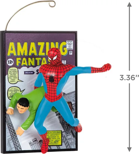 Miniatura 5 de Hallmark Keepsake Adorno de Navidad de plástico 2022, Marvel Spider-Man Amazing Fantasy 60 aniversario