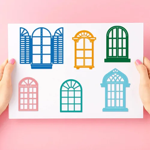 Miniatura 2 de GLOBLELAND Troqueles de corte de ventana para hacer tarjetas, marco de ventana, troqueles para bricolaje, álbumes de recortes, diario, papel