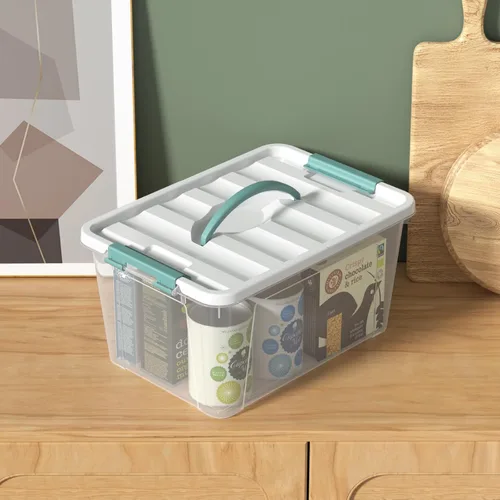 Miniatura 7 de Cajas de almacenamiento transparentes de 14 cuartos de galón con asas, contenedores de plástico con tapas, 6 paquetes