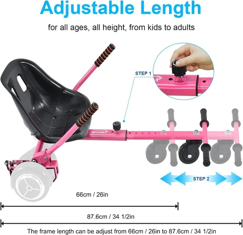 Miniatura 5 de Hishine Accesorio de asiento para aeropatineta de 6.5 a 10 pulgadas, diseño mejorado sin necesidad de correas de velcro, kit de conversión Go Kart