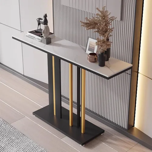 Miniatura 4 de GIZNXBA Mesa de consola moderna, mesa de sofá estrecha con patas de metal, mesa de entrada, sofá largo detrás del sofá, mesa para entrada, sala
