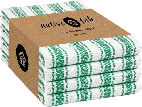 Miniatura 14 de Native Fab Toallas de Cocina a Rayas - 100% Algodón - Paquete de 12 - 16"x26" - Paños de Té a Rayas con Tejido de Cesta, Paños de Cocina para Secar
