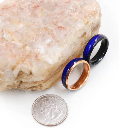 Miniatura 7 de Anillo de acero inoxidable de 0.236in, sensible a la temperatura, para hombres y mujeres, chapado en oro rosa, aniversario, boda, cumpleaños