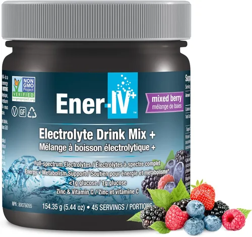 Miniatura 10 de Ener-IV - Mezcla de bebida con electrolitos en polvo, bebida en polvo de hidratación, mezcla líquida hidratante, rehidratación baja en azúcar