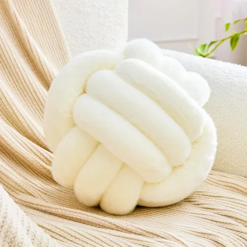 Miniatura 12 de Uvvyui Bola de Almohada con Nudo, Almohadas Decorativas Suaves para el Hogar, Almohada Redonda de Tiro, Almohada de Felpa Anudada Hecha a Mano