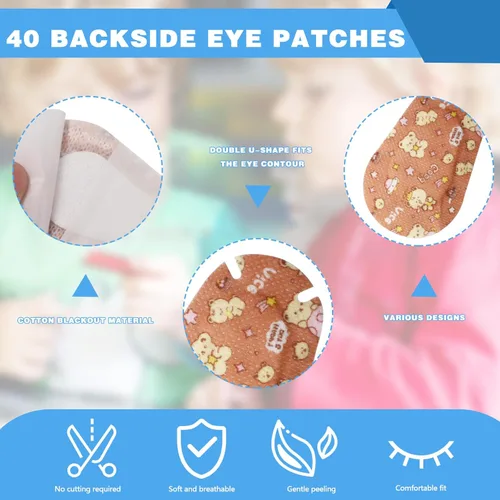 Miniatura 5 de 40 parches para ojos para niños, parches para los ojos para niños, parches adhesivos para los ojos para niños con ojo perezoso, algodón que bloquea
