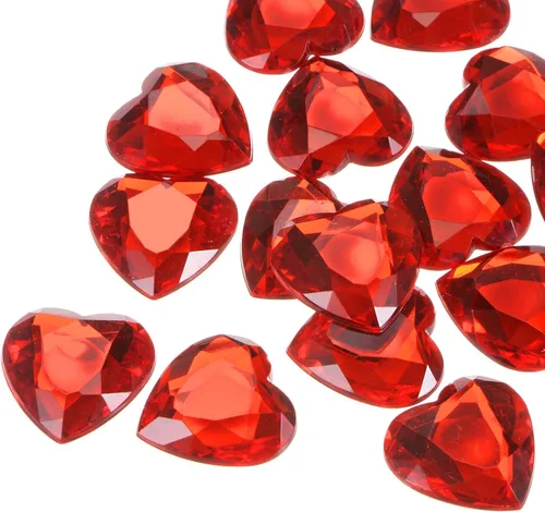 Miniatura 14 de MECCANIXITY 20 piezas de diamantes de imitación acrílicos de corazón de 0.787 pulgadas (0.787 in) con parte trasera plana, gemas de plástico