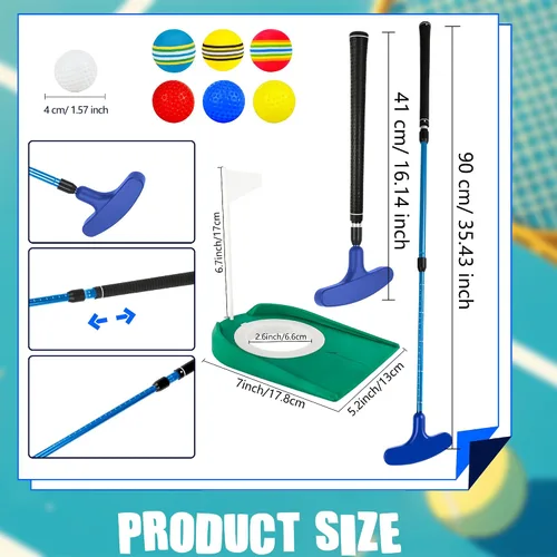 Miniatura 2 de Putter de golf ajustable para diestros o zurdos, de dos vías, con pelotas de golf y copa de bandera para adultos y niños, para entrenamiento