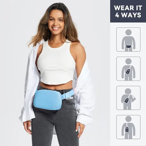 Miniatura 2 de BALEAF Riñonera cruzada para mujer, correa ajustable, resistente al agua, viajes, senderismo, entrenamiento, Azul, Moda