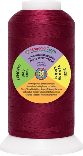 Miniatura 24 de Mandala Crafts Airforce Blue - Hilo resistente de 1500 yardas Tex 70 hilos de poliéster fuertes para coser cortinas, jeans, cuero, cabello