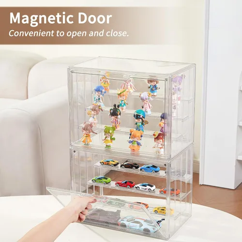 Miniatura 4 de Vitrina para coleccionables, vitrina de acrílico ajustable de 4 capas con puerta magnética, caja de exhibición apilable transparente para figuras, 1