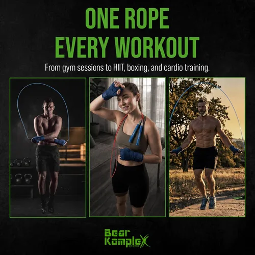 Miniatura 4 de Bear KompleX Speed Jump Rope - Adjustable Tangle-Free Skipping Rope, Lightweight Handles, Smooth 360° Swivel Bearings, 2 Steel Cables, Free Carrying