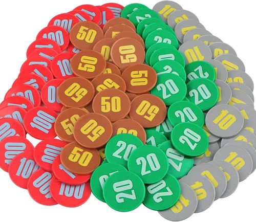Miniatura 11 de Juego de 100 fichas de póquer – Monedas circulares de plástico de 1.58 pulgadas para juegos y contar, 0.16 oz cada una, accesorios perfectos