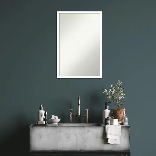 Miniatura 549 de Amanti Art Espejo de baño blanco para sobre el fregadero, 32 x 45 pulgadas, espejo de tocador rectangular blanco esbelto, marco de madera moderno