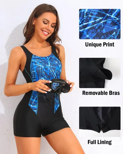 Miniatura 5 de beautyin Traje de baño deportivo de una pieza con espalda cruzada para mujer