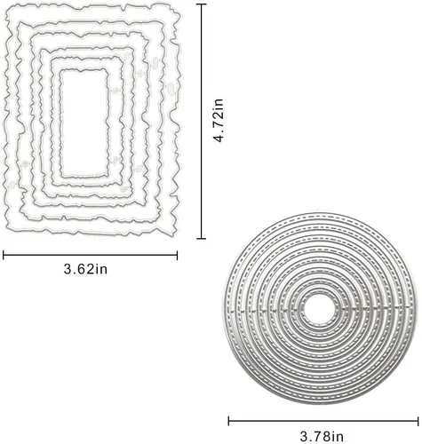Miniatura 2 de Troqueles de corte de metal para anidar círculos y rectangulares, plantillas troqueladas para hacer tarjetas, álbumes de recortes, papel