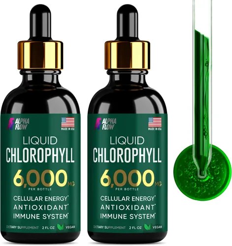 Miniatura 9 de Gotas líquidas de clorofila Alpha Flow 6000 mg - Suplemento líquido premium de clorofila - Antioxidante todo en uno para aumentar el sistema
