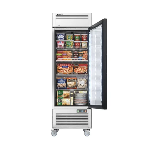 Coolski Congelador comercial con puerta de vidrio individual, 21.8 pies cúbicos congelador vertical para helados y alimentos congelados, estantes