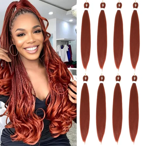 Miniatura 8 de Cabello trenzado preestirado de 26 pulgadas, 8 paquetes 1B, trenzas bohemias de ganchillo con textura Yaki suave para mujeres negras, no tóxico