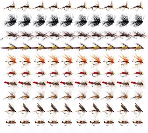 Miniatura 9 de Goture Fly Fishing Flies Kit,25pcs/30pcs/100pcs Fly Fishing Lures,Dry Flies Wet Flies Streamers Nymphs Flies, Fly Fishing Assortment Kit for Bass F