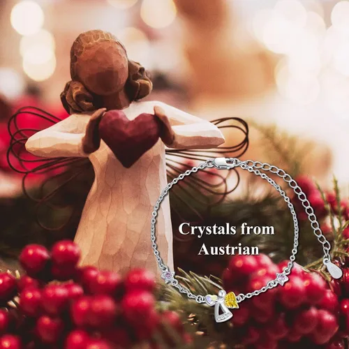 Miniatura 6 de AOBOCO Pulsera de plata de ley con ángel guardián, regalos de cumpleaños para niñas
