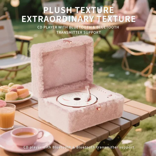 Miniatura 6 de Reproductor de CD rosa mullido con Bluetooth, control remoto