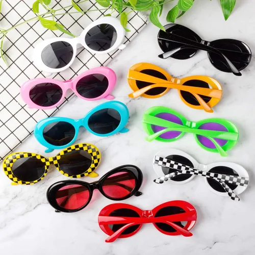 Miniatura 2 de CICINUJOY Paquete de 10 lentes ovalados retro Mod con marco grueso, lentes redondos, a cuadros, para mujeres, niñas, hombres, adolescentes, niños