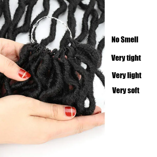 Miniatura 5 de Eliza Locs Gitanos Ondulados Ombre Cabello de Crochet 18" 8 Paquetes/Lote Locs de Diosa Fibra Sintética Locs Falsos Raíces Africanas Dreadlocs