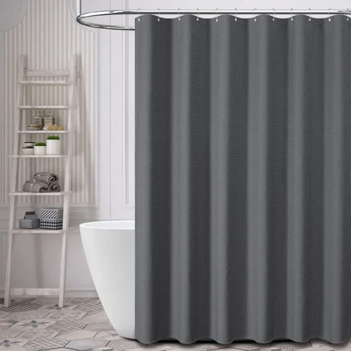 Miniatura 7 de Dynamene Cortina de Ducha de Tela Larga - 78 Pulgadas de Largo, Tejido de Gofre, Cortinas de Ducha de Tela con Peso para Baño, Juego de Cortina
