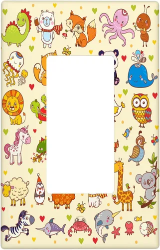Miniatura 47 de Arctic Animals - Placa de interruptor de luz de 1 banda, lindo sello de dibujos animados, pingüino, oso polar, placa de pared individual basculante
