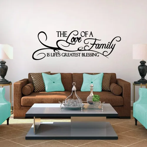 Miniatura 13 de Vinilo decorativo de pared The Love of A Family, pared de habitación familiar, sala de estar, cita de pared de la familia es la mayor bendición