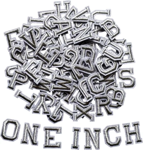 Miniatura 28 de Parches de letras para planchar de 1.3 pulgadas, 78 piezas, parches bordados del alfabeto A-Z para ropa, chaquetas, sombreros, mochilas, jeans